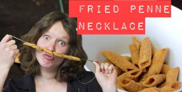 Fried pasta necklace snack!!