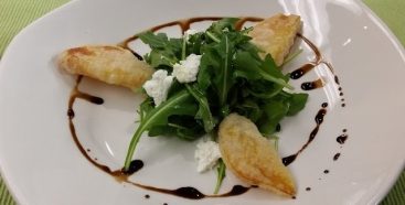 Fried Beets with Goat Cheese and Arugula